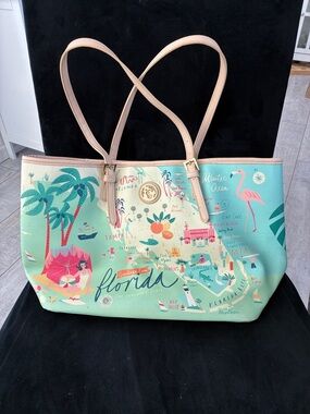 Rare Spartina 449 Florida Map Tote Bag in Mint and Cream